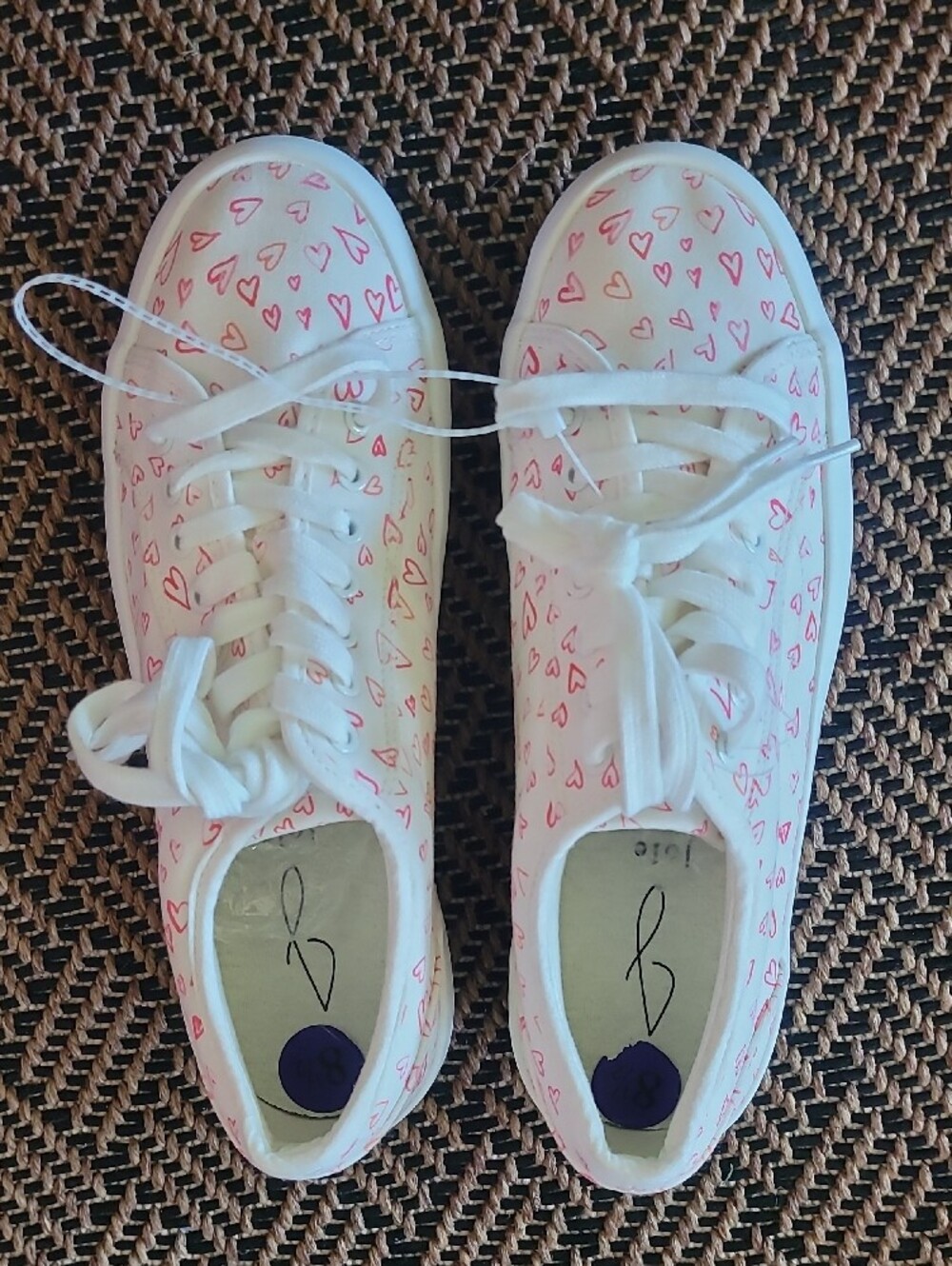 Joie Huxley Hearts Print Canvas Platform Sneakers Sz 8.5 - Picture 6 of 6